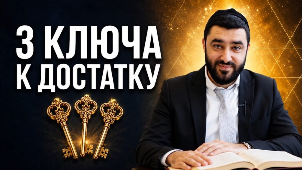Video thumbnail: a man in a suit sits at a table with an open book, three gold keys below, and large white Cyrillic text on a dark background.