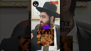 Man in a dark suit and black hat looking to the left; an inset shows a candlelit Shabbat dinner with several people around a table; OH R logo appears at the top right.
